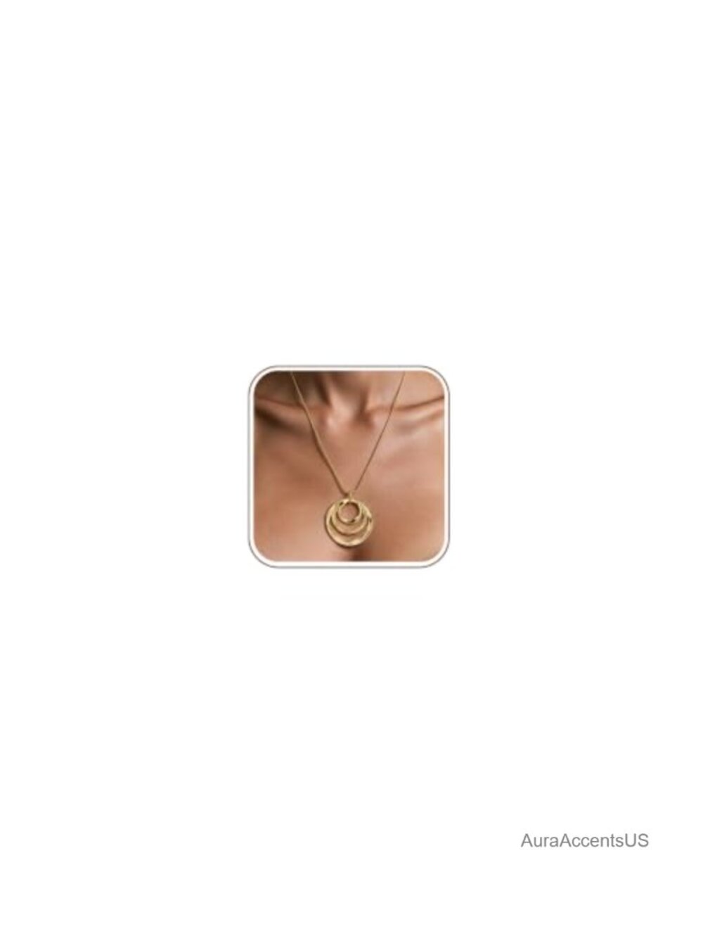 14k Gold Plated Brass Multi Circle Pendant Necklace Boho Gold Plated